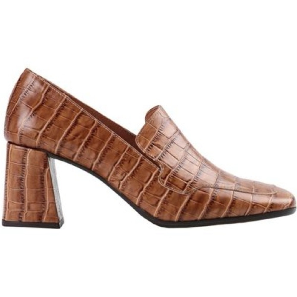 Jonak brown square toed pumps croc